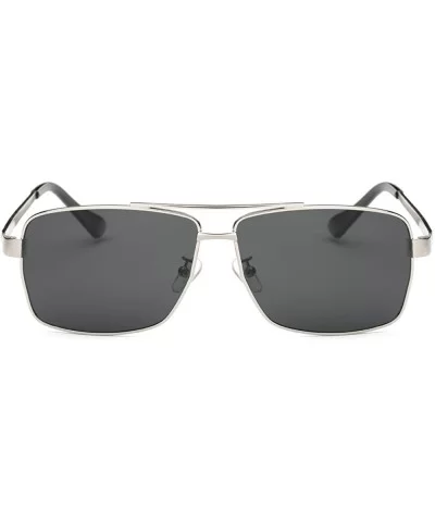 Men Polarized Sunglasses Vintage UV400 Metal Classic Driving Sports - Silver Black - C018DLKRYTK $12.11 Round