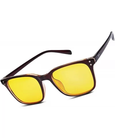 Night Vision Driving Glasses - Anti Glare Yellow Lens Safety Sun Glasses For Women& Men Stylish - Tan/Yellow - C518INAA9YA $1...