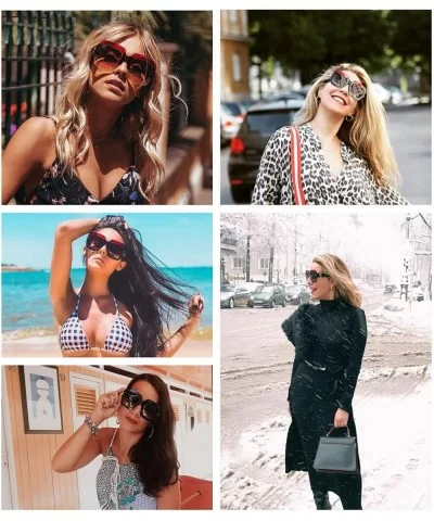 Oversized Square Sunglasses Multi Tinted Glitter Frame Stylish Inspired B2276 - 4 Black-leopard/Brown - CK189SDW4DN $19.50 Round