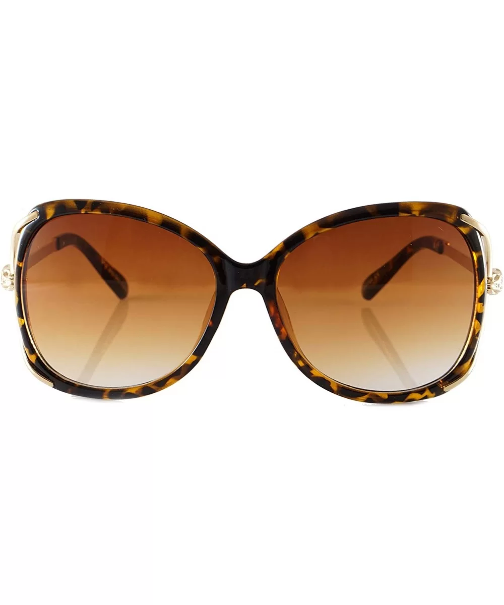 Oversize Serpentine Deco Metal Temple Butterfly Sunglasses A256 - Brown Demi - C418O46WZSR $18.54 Butterfly