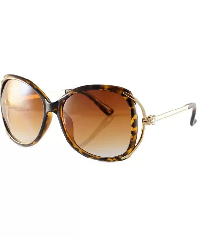 Oversize Serpentine Deco Metal Temple Butterfly Sunglasses A256 - Brown Demi - C418O46WZSR $18.54 Butterfly