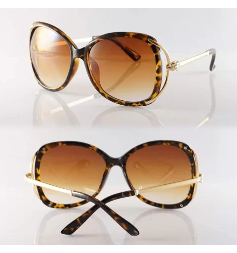 Oversize Serpentine Deco Metal Temple Butterfly Sunglasses A256 - Brown Demi - C418O46WZSR $18.54 Butterfly