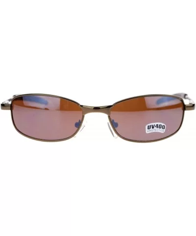 Classic Light Weight Mens Metal Frame Oval Sports Warp Sunglasses - Brown - CN11JKRDY5T $13.51 Oval