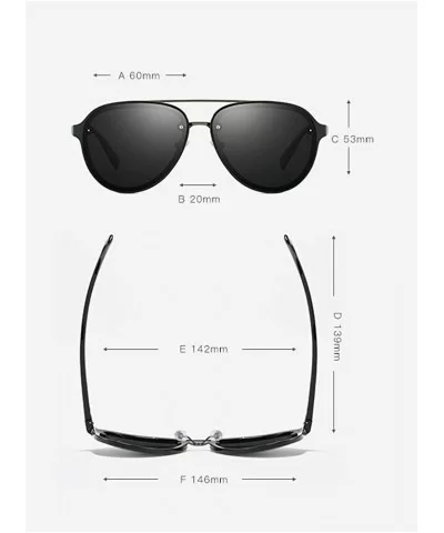 60mm Aviator Polarized Sunglasses Vintage Retro Semi-rimless Teardrop Frame - Brown - C818TSYWZUU $27.69 Oversized