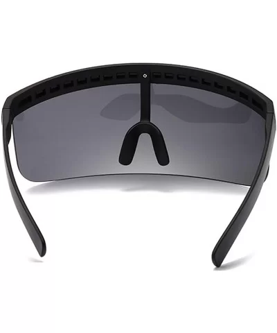 Fashion Sunglasses Women Men Goggle Sun Glasses Big Frame Shield Visor Windproof O44 - Black-clear - C3197A2S4MS $49.30 Oval