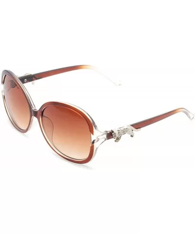 Retro Classic Leopard Sunglasses for Women PC Resin UV 400 Protection Sunglasses - Transparent Brown - CP18SZUG3U4 $22.17 Sport