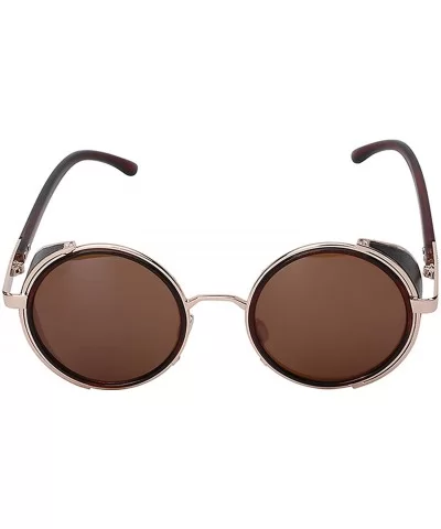 Steampunk Retro Gothic Vintage Colored Metal Round Circle Frame Sunglasses Colored Lens - CF186TH5YXW $15.84 Round