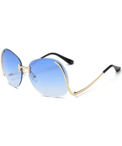 Oversized Sunglasses Women Vintage Frameless Curved Legs Metal Frame Sun Glasses Summer UV400 Sunglasses Eyewear - C018OQ9M79...