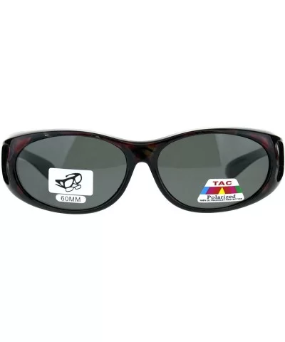 Polarized Lens Fit Over Glasses Sunglasses Womens Oval Frame Dark Print - Red - C318ELS32G7 $19.16 Oval