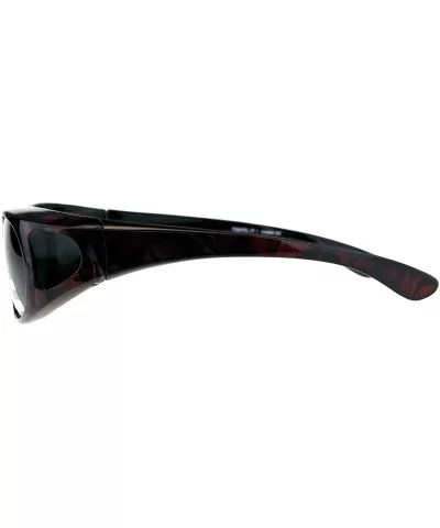 Polarized Lens Fit Over Glasses Sunglasses Womens Oval Frame Dark Print - Red - C318ELS32G7 $19.16 Oval