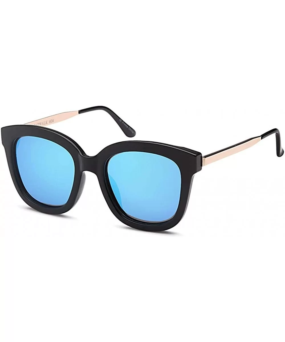 UV400 Womens Round CatEye Sunglasses with Design Fashion Frame and Flash Lens Option - CM18EYEL8QS $11.08 Oversized