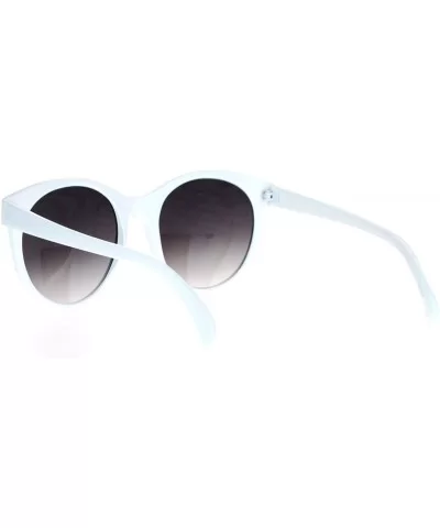 Floral Rhinestone Fashion Sunglasses Womens Oversized Round Frame - White - CV1884Z6W2T $13.62 Oversized