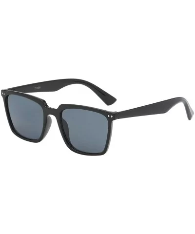 Pouch American Classic Retro Classy Square Frame Unisex Sunglasses - 712066-black-frame-smoke - C518RS0MIMD $14.18 Square