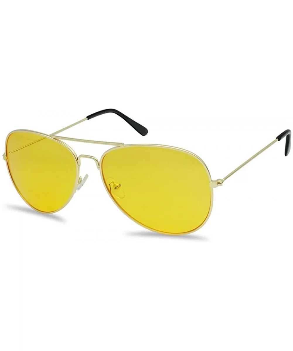 Classic Aviator Sunglasses Metal Frame Color Therapy Tinted Lens Eyeglasses - Gold Frame - Yellow - CB18HSEDMGX $16.93 Aviator