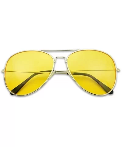 Classic Aviator Sunglasses Metal Frame Color Therapy Tinted Lens Eyeglasses - Gold Frame - Yellow - CB18HSEDMGX $16.93 Aviator