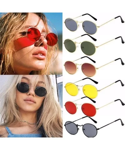 Great Quality Vintage Retro Oval Sunglasses Ellipse Metal Frame Glasses Trendy Fashion Shades - Multicolor-c - CP18T86W2N9 $1...