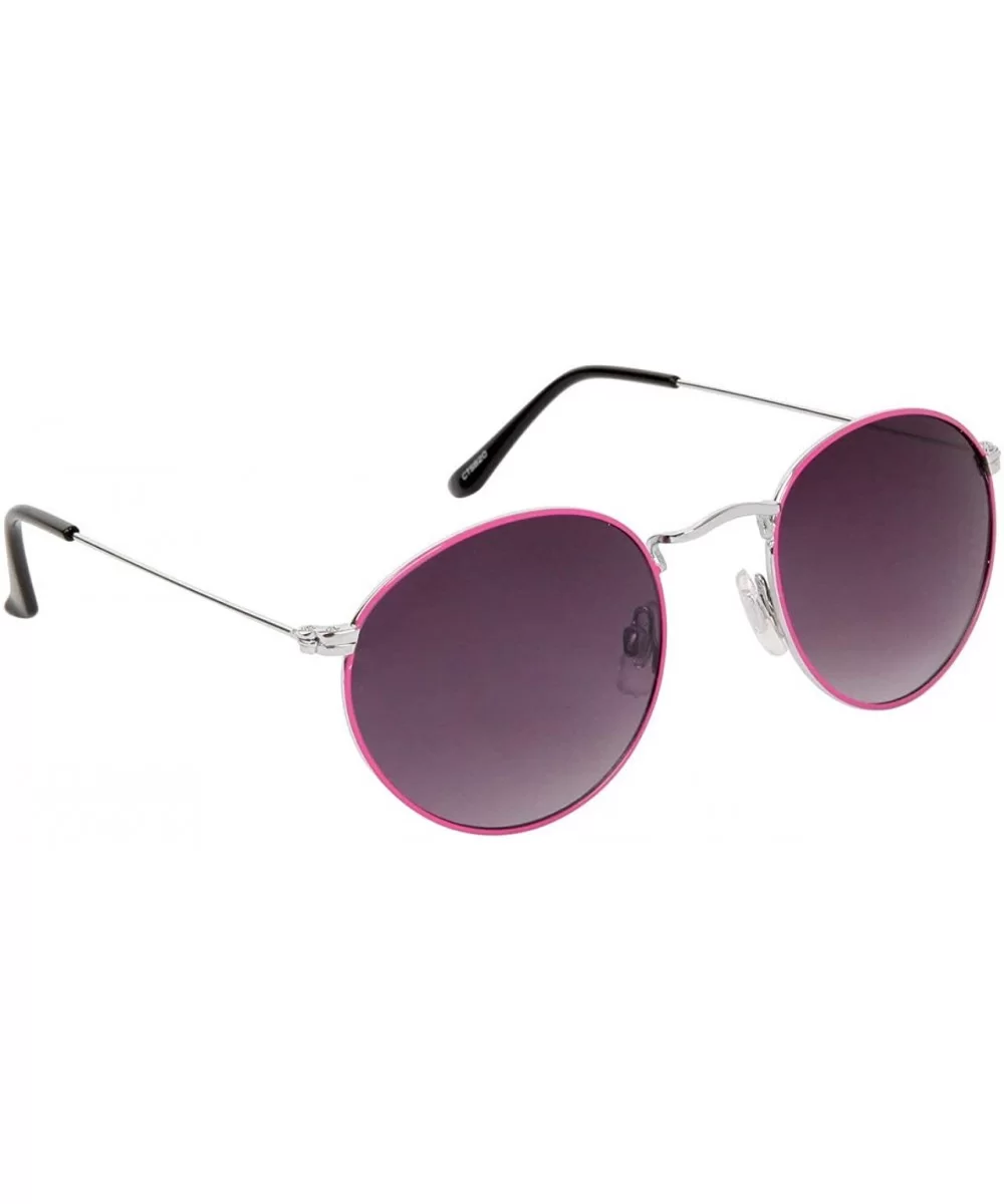 Round Metal Colored Frame w/Dark Lens - Pink - CM11NY4Q8NT $12.51 Round