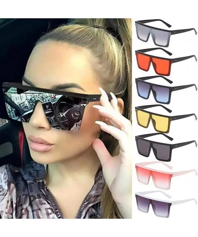 Square Oversized Sunglasses Flat Top Fashion Shades Sunglasses for Men Women Frame Driving Sun glasses - F - CS19075AU8U $13....