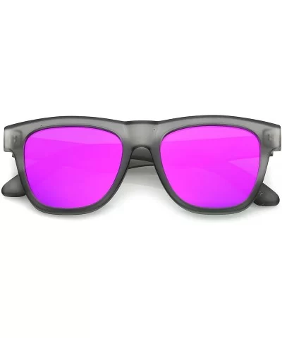 Classic Thick Arms Square Flat Lens Horn Rimmed Sunglasses 52mm - Matte Smoke / Magenta Mirror - C3183MWUAL7 $13.54 Square