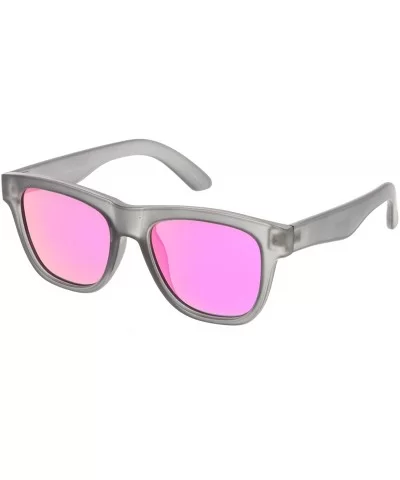 Classic Thick Arms Square Flat Lens Horn Rimmed Sunglasses 52mm - Matte Smoke / Magenta Mirror - C3183MWUAL7 $13.54 Square