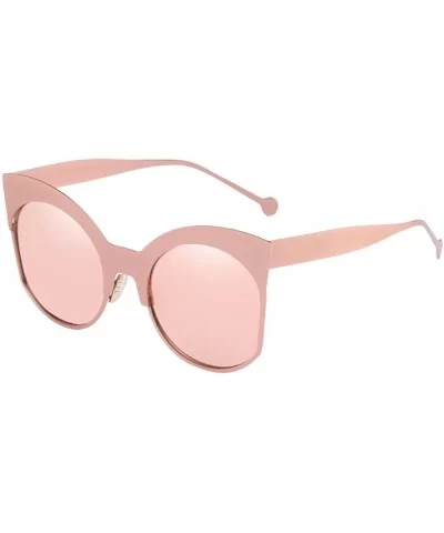 Cat Eye Mirrored Women Streetwear Sunglasses for Beach Driving Traveling - Pink - CD18DMNZG43 $23.43 Sport