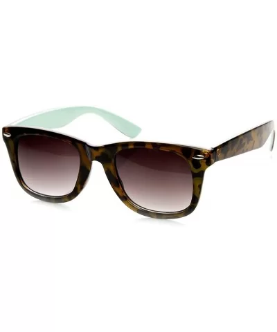 Classic Two-Tone Tortoise Havana Basic Horn Rimmed Sunglasses (Tortoise-Mint) - CJ11J1RX8H7 $12.23 Wayfarer