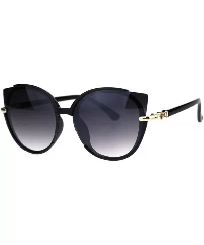 Womens Exposed Cat Eye Tip Lens Designer Round Sunglasses - Black Smoke - CW18QNNO226 $17.87 Cat Eye