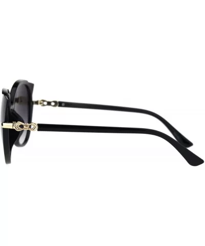 Womens Exposed Cat Eye Tip Lens Designer Round Sunglasses - Black Smoke - CW18QNNO226 $17.87 Cat Eye