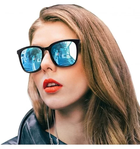 Womens Mirrored Sunglasses Polarized-Fashion Oversized Eyewear with UV400 Protection for Outdoor - CD199HZOWKQ $37.27 Aviator