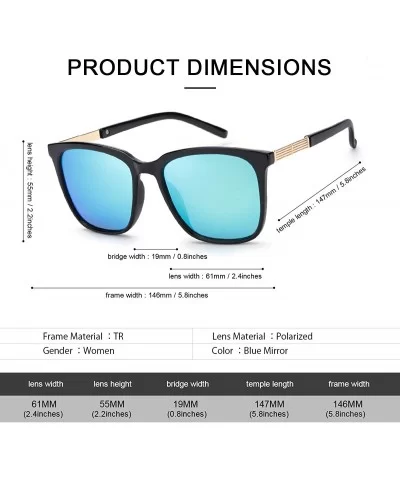 Womens Mirrored Sunglasses Polarized-Fashion Oversized Eyewear with UV400 Protection for Outdoor - CD199HZOWKQ $37.27 Aviator