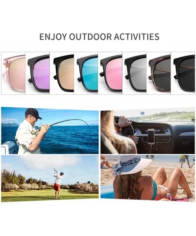 Womens Mirrored Sunglasses Polarized-Fashion Oversized Eyewear with UV400 Protection for Outdoor - CD199HZOWKQ $37.27 Aviator