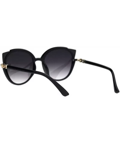 Womens Exposed Cat Eye Tip Lens Designer Round Sunglasses - Black Smoke - CW18QNNO226 $17.87 Cat Eye