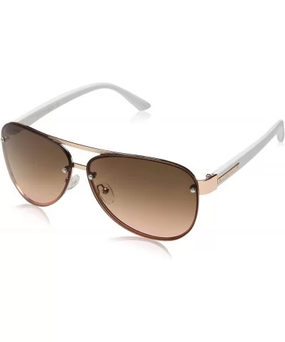 Women's R3262 Metal Aviator Sunglasses with Brow Bar Detail & 100% UV Protection - 62 mm - Rose Gold/White - C318O39KWMQ $66....