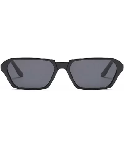 Vintage Rectangle Sunglasses Small Frame Women Square Fashion Eyewear - Bright Black - CE18DUKRAZ3 $13.49 Goggle