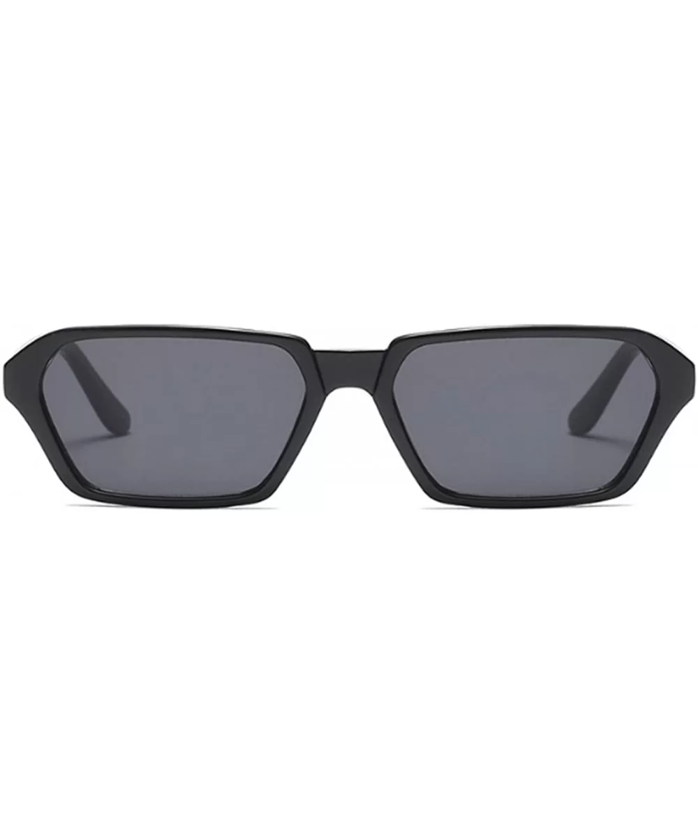 Vintage Rectangle Sunglasses Small Frame Women Square Fashion Eyewear - Bright Black - CE18DUKRAZ3 $13.49 Goggle