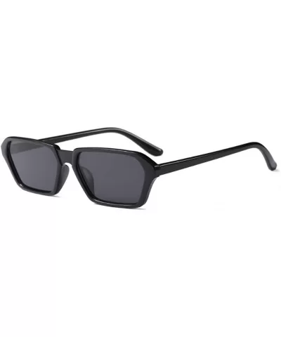 Vintage Rectangle Sunglasses Small Frame Women Square Fashion Eyewear - Bright Black - CE18DUKRAZ3 $13.49 Goggle