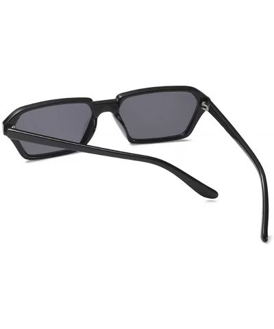 Vintage Rectangle Sunglasses Small Frame Women Square Fashion Eyewear - Bright Black - CE18DUKRAZ3 $13.49 Goggle