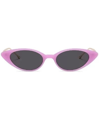 Unisex Vintage Slender Oval Sunglasses Small Metal Frame lens eyewear - Citron Purple - CG18DW6MCOO $15.10 Goggle