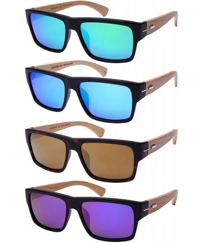 Rectangular Style Wooden Bamboo Sunglasses Men Women Bamboo Glasses540894BM-PRV - C3 Matte Demi - C812NZXA8S1 $23.89 Rectangular
