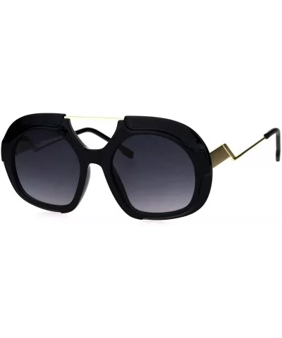 Womens Boyfriend Flat Top Racer Sport Plastic Retro Mob Sunglasses - Black Smoke - C918HRIDR2S $17.92 Sport