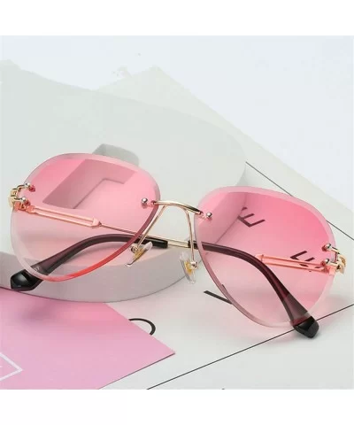 RimlSunglasses Women Er Sun Glasses Gradient Shades Cutting Lens Ladies FramelMetal Eyeglasses UV400 - Blue Pink - CD198AHR0H...