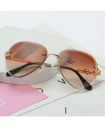 RimlSunglasses Women Er Sun Glasses Gradient Shades Cutting Lens Ladies FramelMetal Eyeglasses UV400 - Blue Pink - CD198AHR0H...