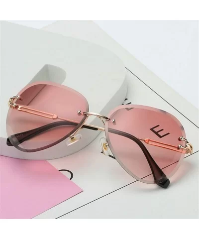 RimlSunglasses Women Er Sun Glasses Gradient Shades Cutting Lens Ladies FramelMetal Eyeglasses UV400 - Blue Pink - CD198AHR0H...