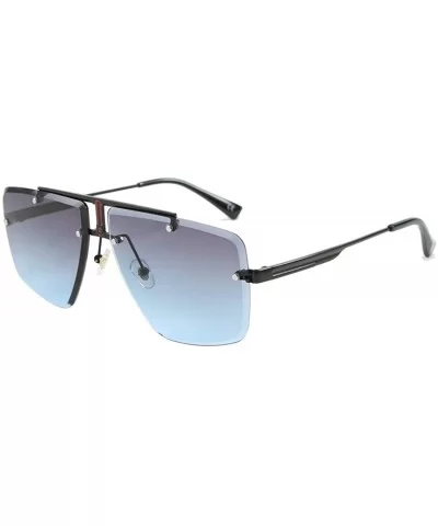 Square cut edge sunglasses trend cover men's glasses driving fashion sunglasses - Grey Blue C1 - C61904X4SNU $25.43 Square