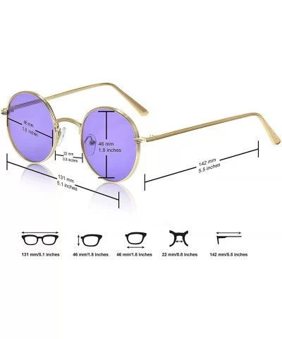 Round Sunglasses Hippie John Lennon Vintage Small Circle Gold Glasses - Brown Lens - gold Frame - CT18XUN93X5 $14.74 Round