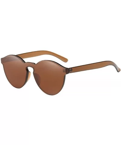 Women Fashion Cat Eye Shades Sunglasses Integrated UV Candy Colored Glasses Ultra Lightweight - Coffee - CQ18RKCTDUQ $12.33 O...