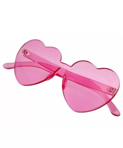 Heart Sunglasses Womens Retro Vintage Heart Shape Rimless Sunglasses - Pink - C918UEG2IGA $12.82 Rimless