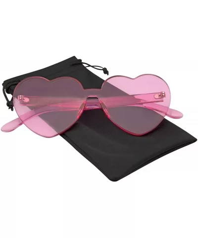 Heart Sunglasses Womens Retro Vintage Heart Shape Rimless Sunglasses - Pink - C918UEG2IGA $12.82 Rimless