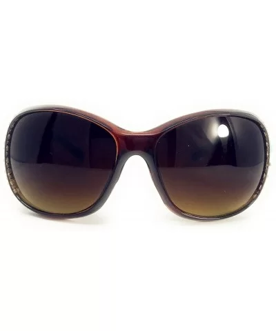 Women's Sunglasses With Bling Rhinestone UV 400 PC Lens in Multi Concho - Agate Cross Wing Brown - CT18WUM29QH $29.48 Oval