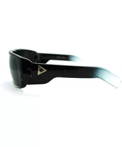 Skater Square Futuristic Rectangular Thick Plastic Metal Bridge Sunglasses - Black Clear - C911JZBFUQL $13.69 Rectangular